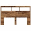 Miniatyrbillede 8 af 11: vidaXL sengegavl med opbevaring og LED-lys 160x17x102 cm antikt træ