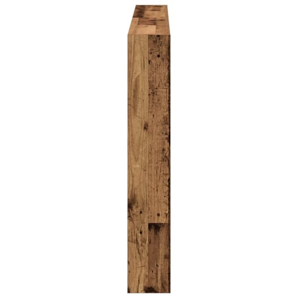 vidaXL sengegavl med opbevaring og LED-lys 160x17x102 cm antikt træ