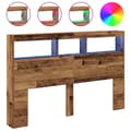 Miniatyrbilde 1 av 11: vidaXL Hodegavl skap med LED gammelt tre 160x17x102 cm