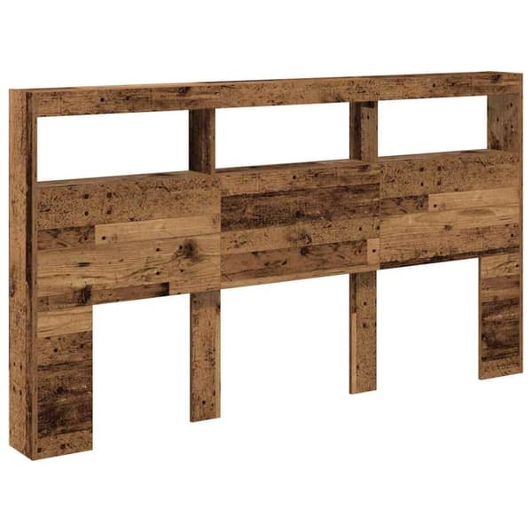 vidaXL Sängynpäätykaappi LED-valoilla vanhaa puuta 180x17x102 cm