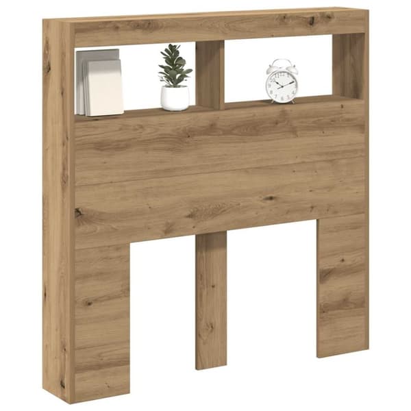 vidaXL Sängynpäätykaappi LED-valoilla artesaani tammi 100x17x102 cm