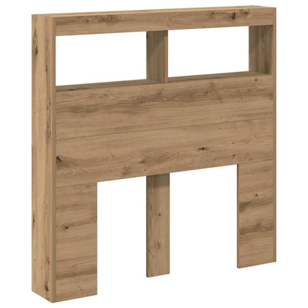 vidaXL Sängynpäätykaappi LED-valoilla artesaani tammi 100x17x102 cm