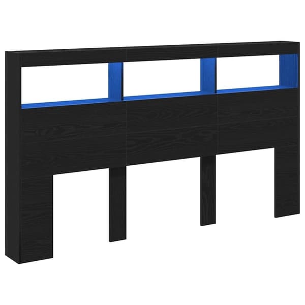 vidaXL Hodegavl skap med LED svart eik 180x17x102 cm