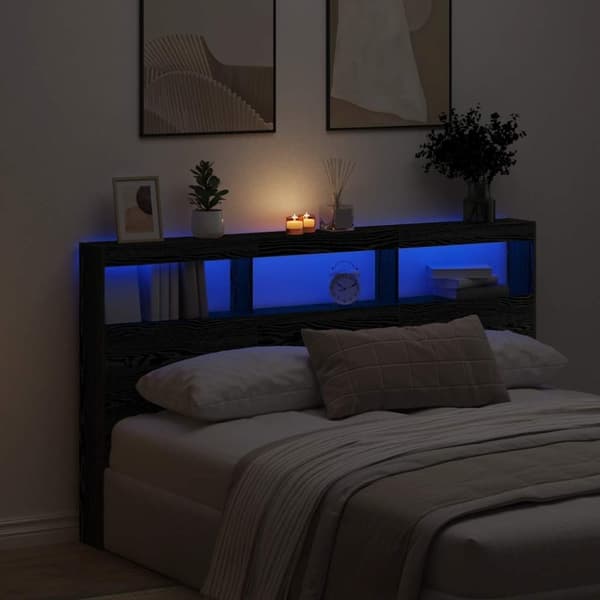 vidaXL Hodegavl skap med LED svart eik 180x17x102 cm