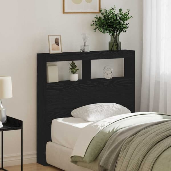 vidaXL Hodegavl skap med LED svart eik 100x17x102 cm