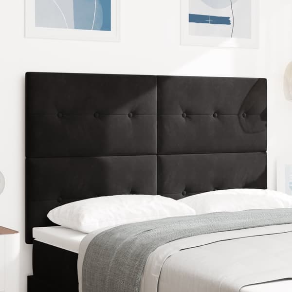 Sänggavel med knappar svart 140 cm sammet
