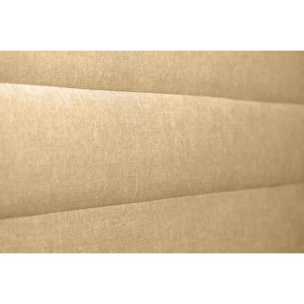 Sänggavel Linjerad Tyg Gul L 90 cm - Ep 10 cm vadderad - Sänggavel i design av massivt trä