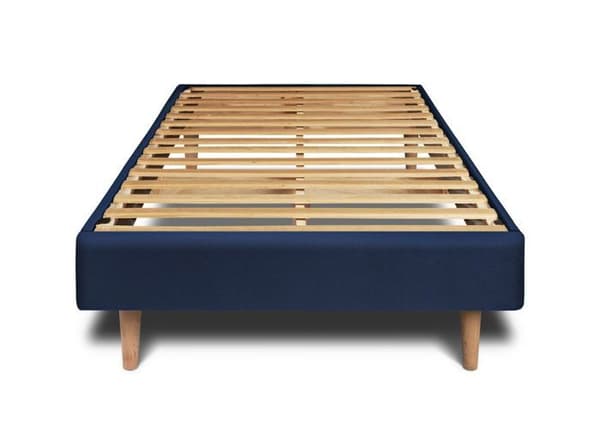Lit - Okänd märke - Okänd modell - 90x190cm - Klädd sänggavel - Massivt trä blå