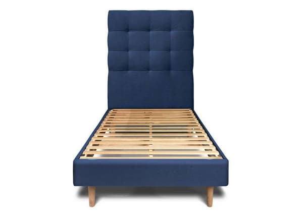 Lit - Okänd märke - Okänd modell - 90x190cm - Klädd sänggavel - Massivt trä blå