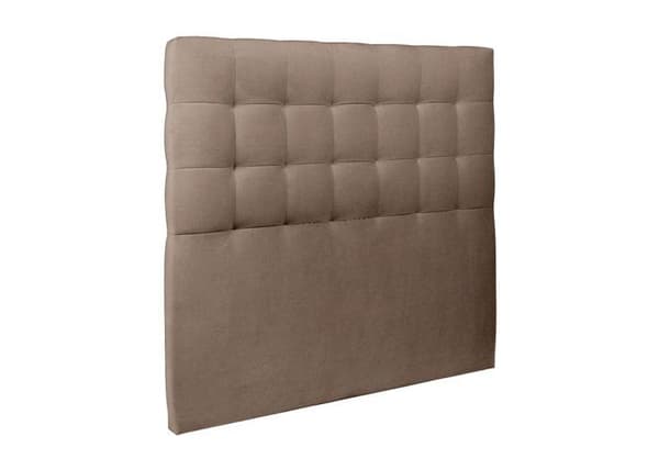 Sänggavel Klädd i Sammet Taupe L 140 cm - Tjocklek 10 cm stoppad - Designad sänggavel i massivt trä