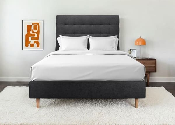 Tapettsänggavel Klädd Svart T 200 cm - Tj 10 cm stoppad - Design sänggavel i massivt trä
