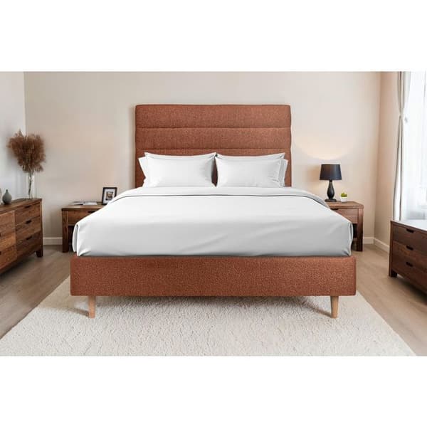 Sänggavel Längder Bouclette Terracotta L 180 cm - Ep 10 cm stoppad - Design sänggavel i massivt trä