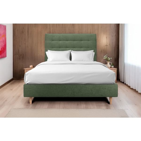 Huvudgavel Klädd Tyg Grön L 150 cm - Ep 10 cm vadderad - Design Huvudgavel i Massivt Trä