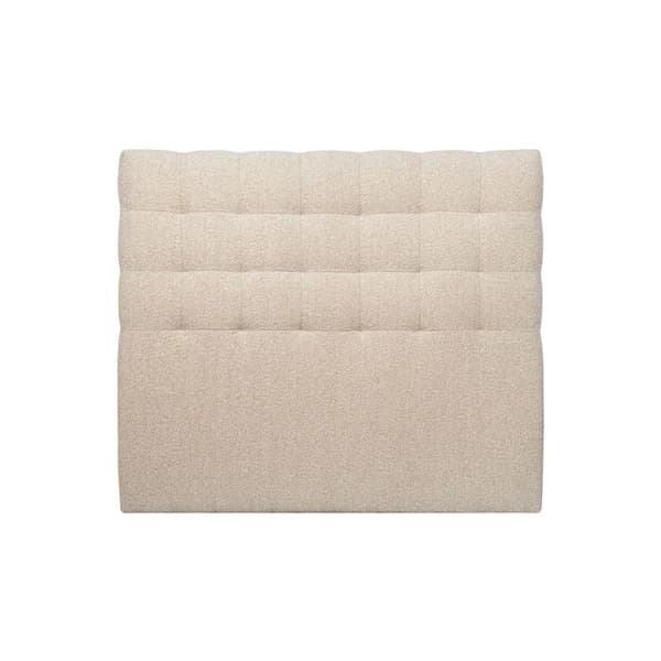 Sänggavel Klädd Bouclette Beige L 180 cm - Tjocklek 10 cm vadderad - Sänggavel i design av massivt trä