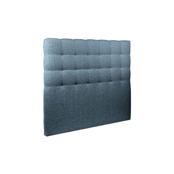Huvudgavel Klädd Bouclette Blå - Massiv Trä - L 180 cm - Modern Skandinavisk Stil