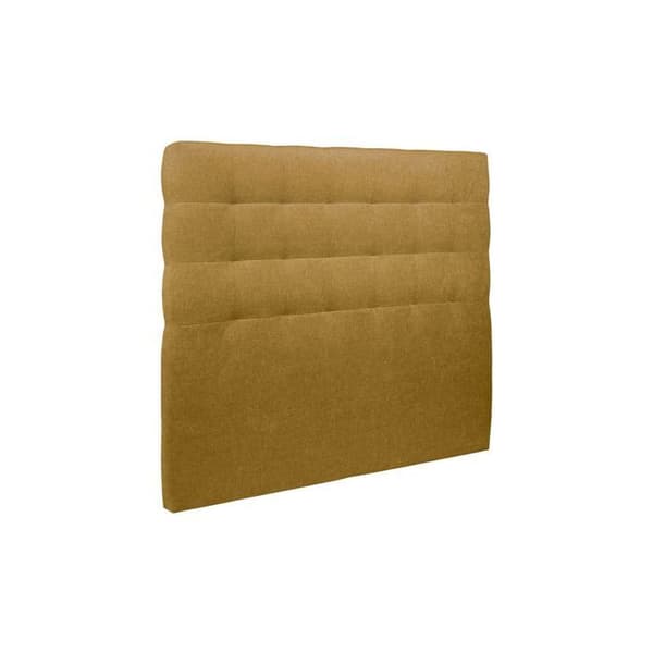 Sänggavel Klädd Tyg Gul L 135 cm - Tjocklek 10 cm vadderad - Design sänggavel i massivträ