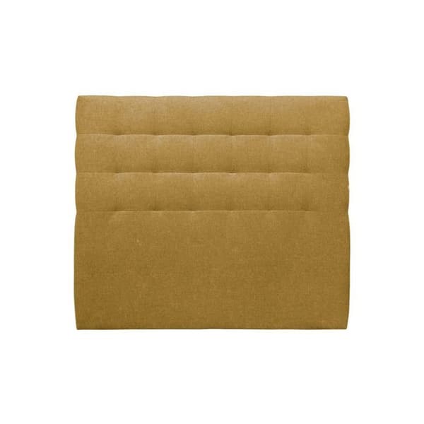 Sänggavel Klädd Tyg Gul L 135 cm - Tjocklek 10 cm vadderad - Design sänggavel i massivträ
