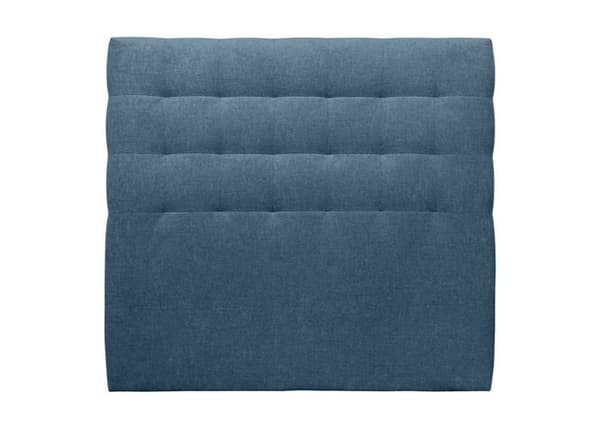 Bäddgavell med tuftat blått tyg L 150 cm - Ep 10 cm stoppad - Designad bäddgavel i massivt trä