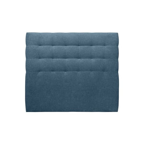 Bäddgavell med tuftat blått tyg L 150 cm - Ep 10 cm stoppad - Designad bäddgavel i massivt trä