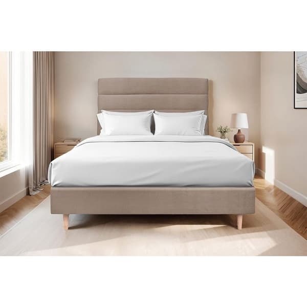 Sänggavel Längdränder Sammet Taupe L 160 cm - Tjocklek 10 cm stoppad - Design sänggavel i massivt trä