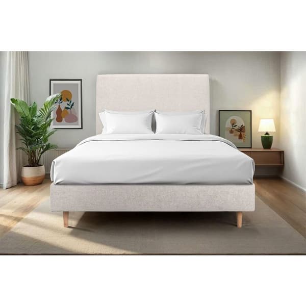 Sänggavel Klädd Ljusbeige Tyg L 180 cm - Tjocklek 10 cm stoppad - Sänggavel i design av massivt trä