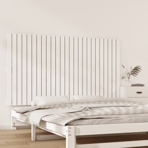 Väggmonterad huvudgavel vit 159,5x3x90 cm massiv furu