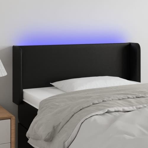 Sänggavel LED svart 103x16x78/88 cm konstläder