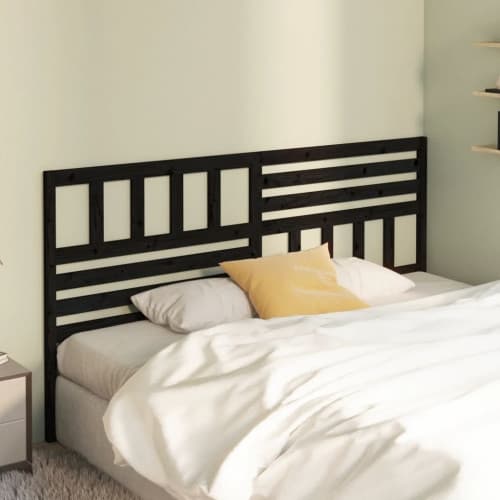 Sänggavel svart 206x4x100 cm massiv furu