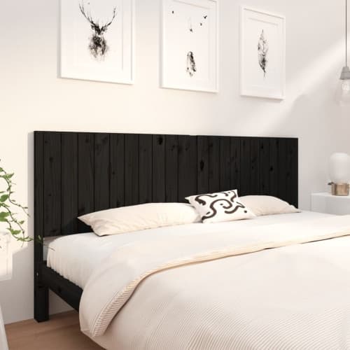 Sänggavel svart 205,5x4x100 cm massiv furu