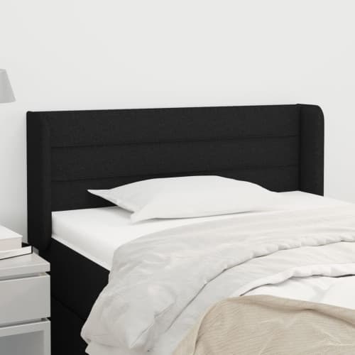 Sänggavel med kanter svart 103x16x78/88 cm tyg