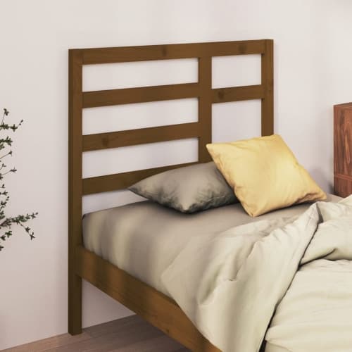 Sänggavel honungsbrun 106x4x104 cm massiv furu