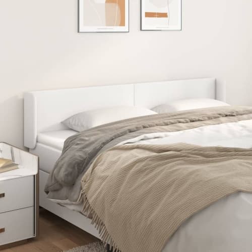 Sänggavel med kanter vit 203x16x78/88 cm konstläder