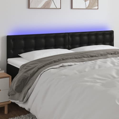 Sänggavel LED svart 200x5x78/88 cm konstläder