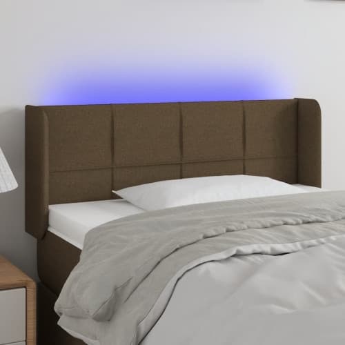 Sänggavel LED mörkbrun 93x16x78/88 cm tyg