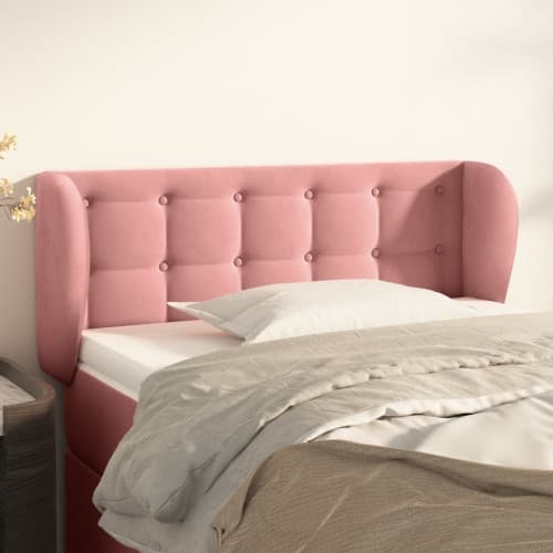 Sänggavel med kanter rosa 93x23x78/88 cm sammet