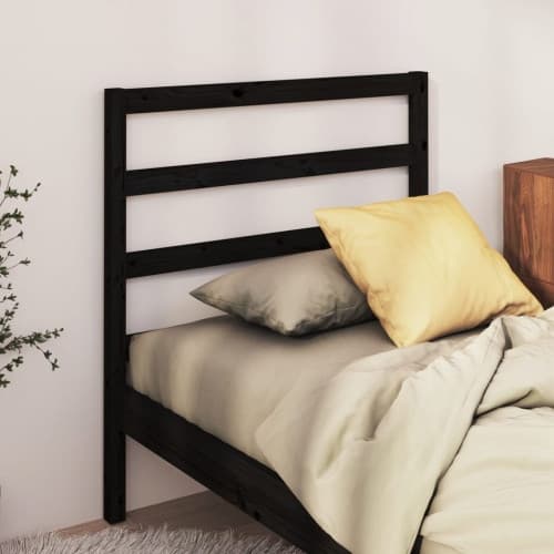 Sänggavel Svart 95x4x100 cm massiv furu