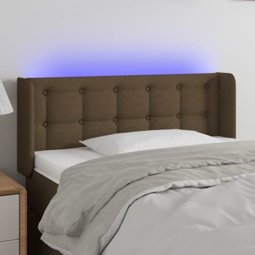 Sänggavel LED mörkbrun 83x16x78/88 cm tyg