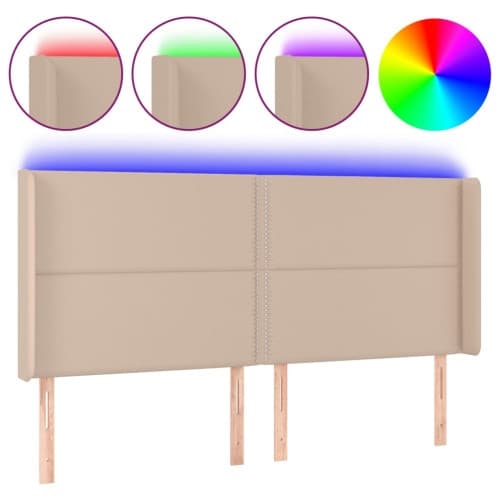Sänggavel LED cappuccino 183x16x118/128 cm konstläder