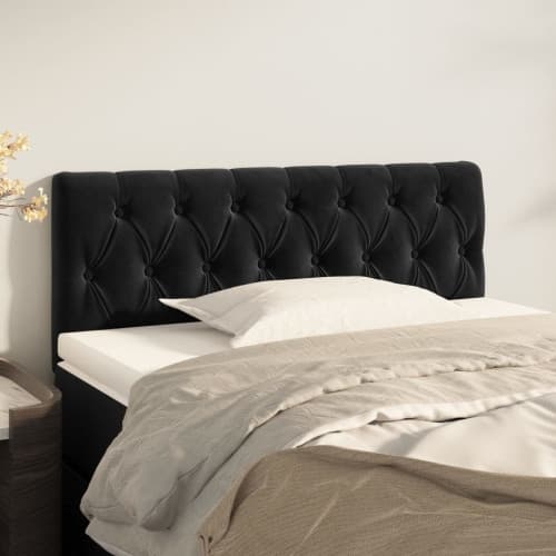 Sänggavel svart 100 x 7 x 78/88 cm sammet
