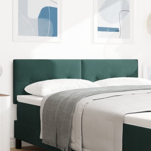 Huvudgavel Knappad Mörkgrön 140 cm Sammet