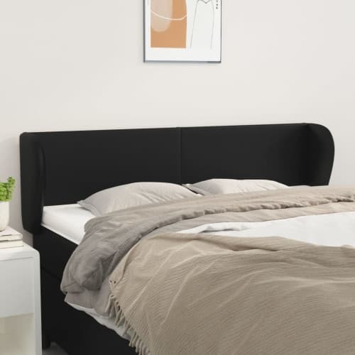 Sänggavel med kanter grå 147x23x78/88 cm konstläder