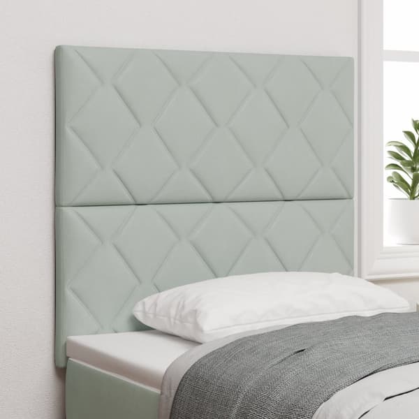 Ljusgrå Sammet Sänggavel med diamantblock – 100 cm