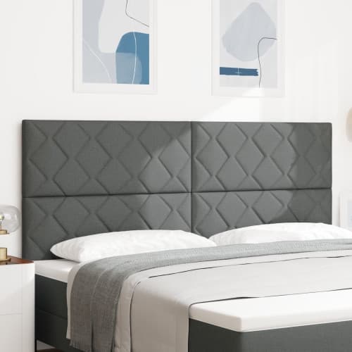 Sänggavel med Diamantblock Design i Mörkgrått, 200 cm Tyg