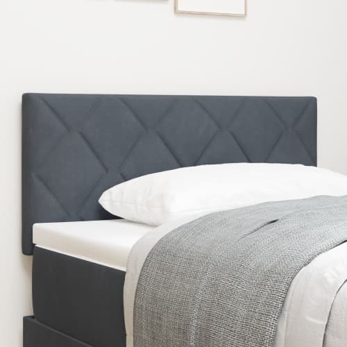 sänggavel med diamantblockdesign i mörkgrå - 90 cm sammet