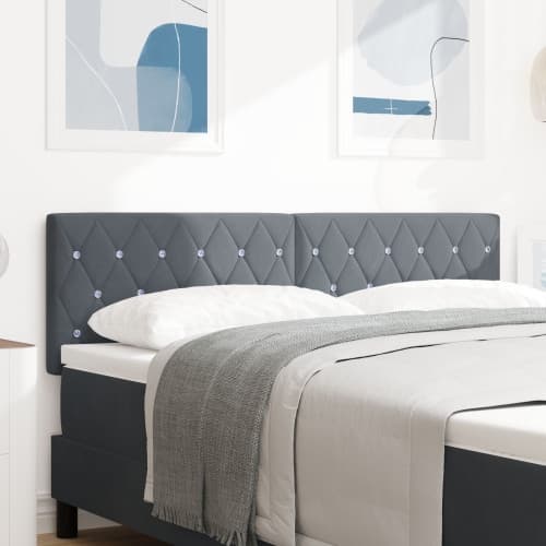 Huvudgavel Crystal Button Tufted Mörkgrå 160 cm Sammet