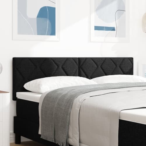 Sänggavel Diamantblock Design Svart 140 cm Tyg