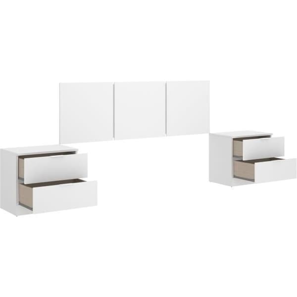 Sänggavel med integrerade sänggavlar - HAVANA - Vit - 256,8 x 34,2 x 96 cm