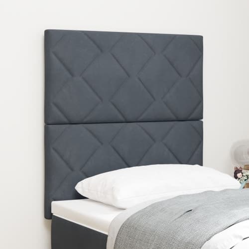 Sänggavel Diamantblock Design Mörkgrå 80 cm Sammet