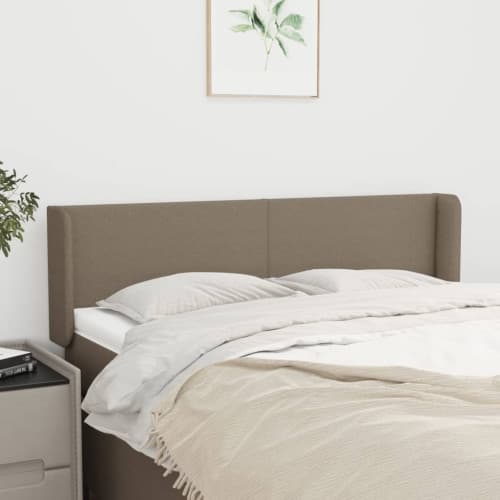 Sänggavel med kanter taupe 147x16x78/88 cm tyg