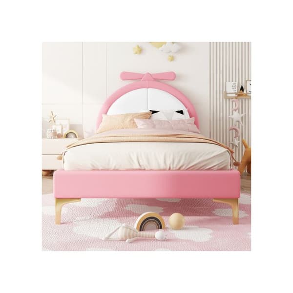 Säng 90*200 cm, stoppad säng, bekväm sänggavel, rosa utseende, elegant och enkel, rosa